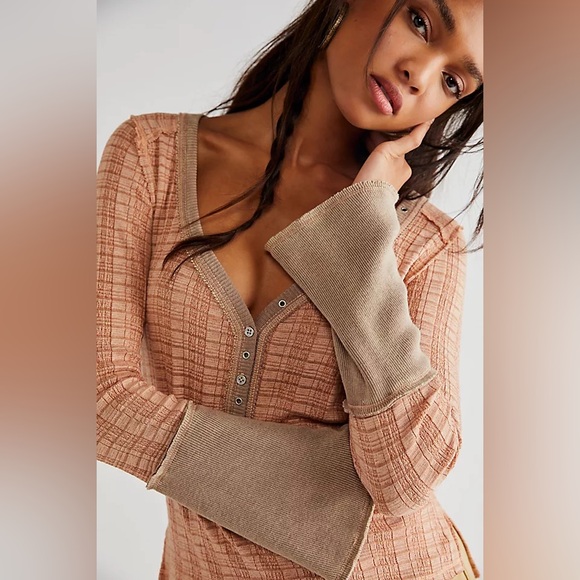 Free People Tops - Free People Drew Bell Sleeve Layering Top Warm Combo